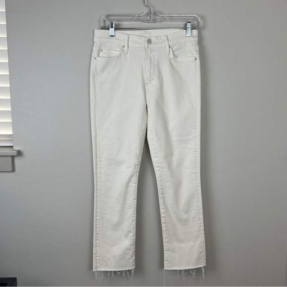 Mother The Rascal Crop Fray Jeans Cream Puffs - Picture 2 of 5